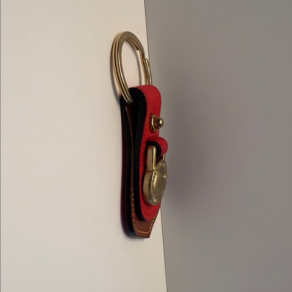 AUTUMN RED Dooney & Bourke Leather Keychain Key Fob - Picture 5 of 8